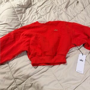 ALO Yoga Bright Red Cropped Crewneck